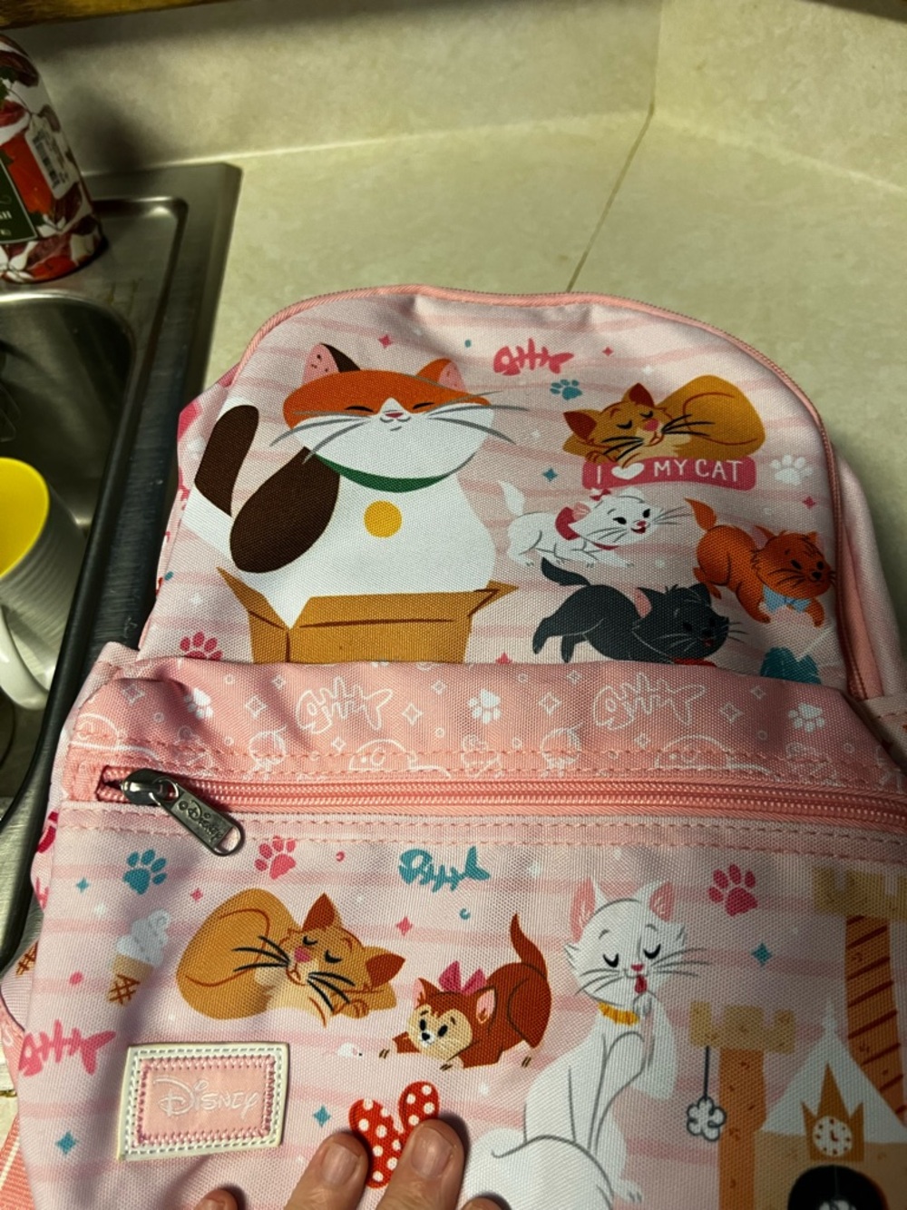 Disney Pink Cat Pattern Mini Backpack